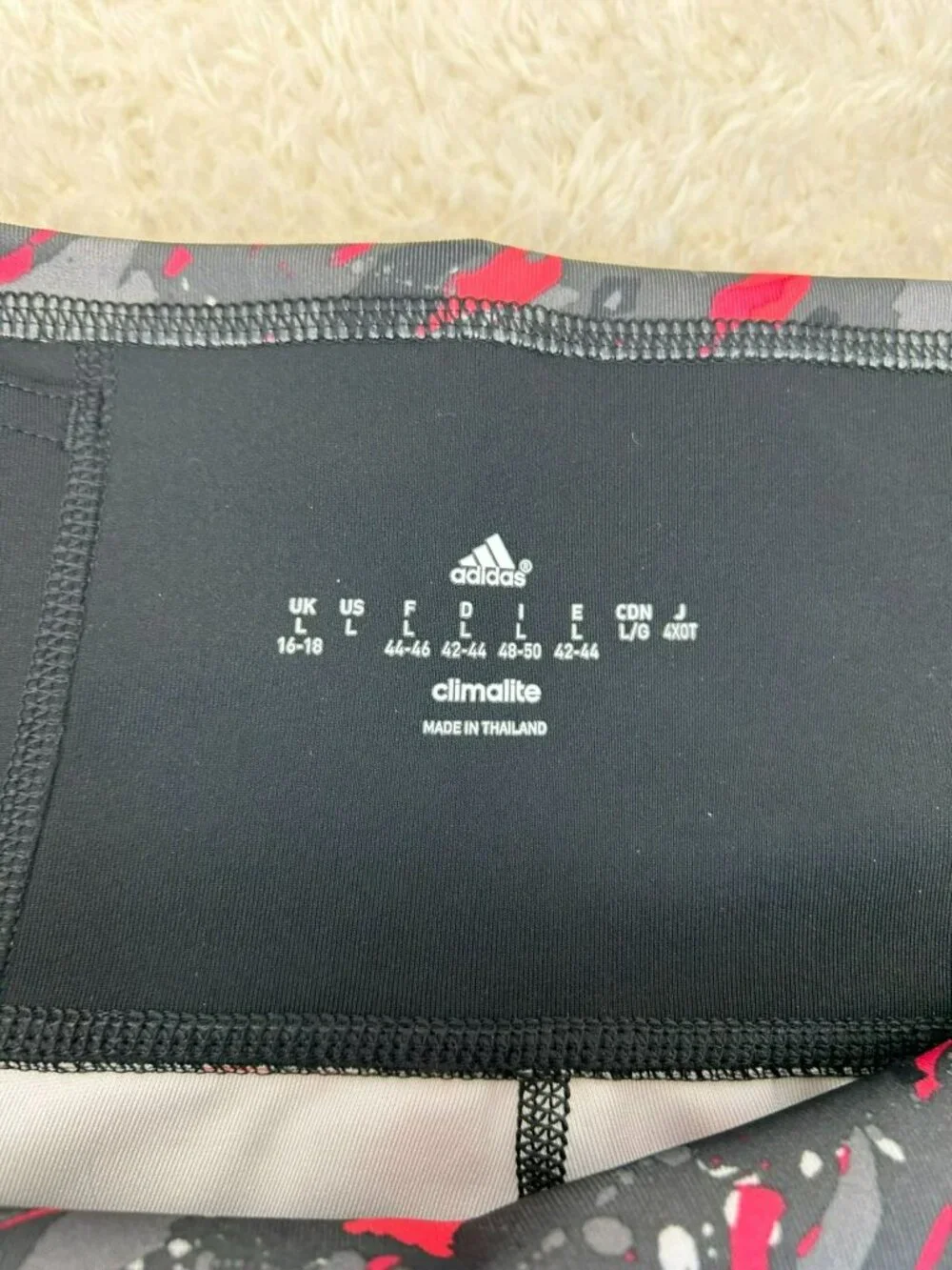 Adidas Womens Climalite Athletic Capri Leggings Large Abstract Print Black & Pin - Picture 4 of 6